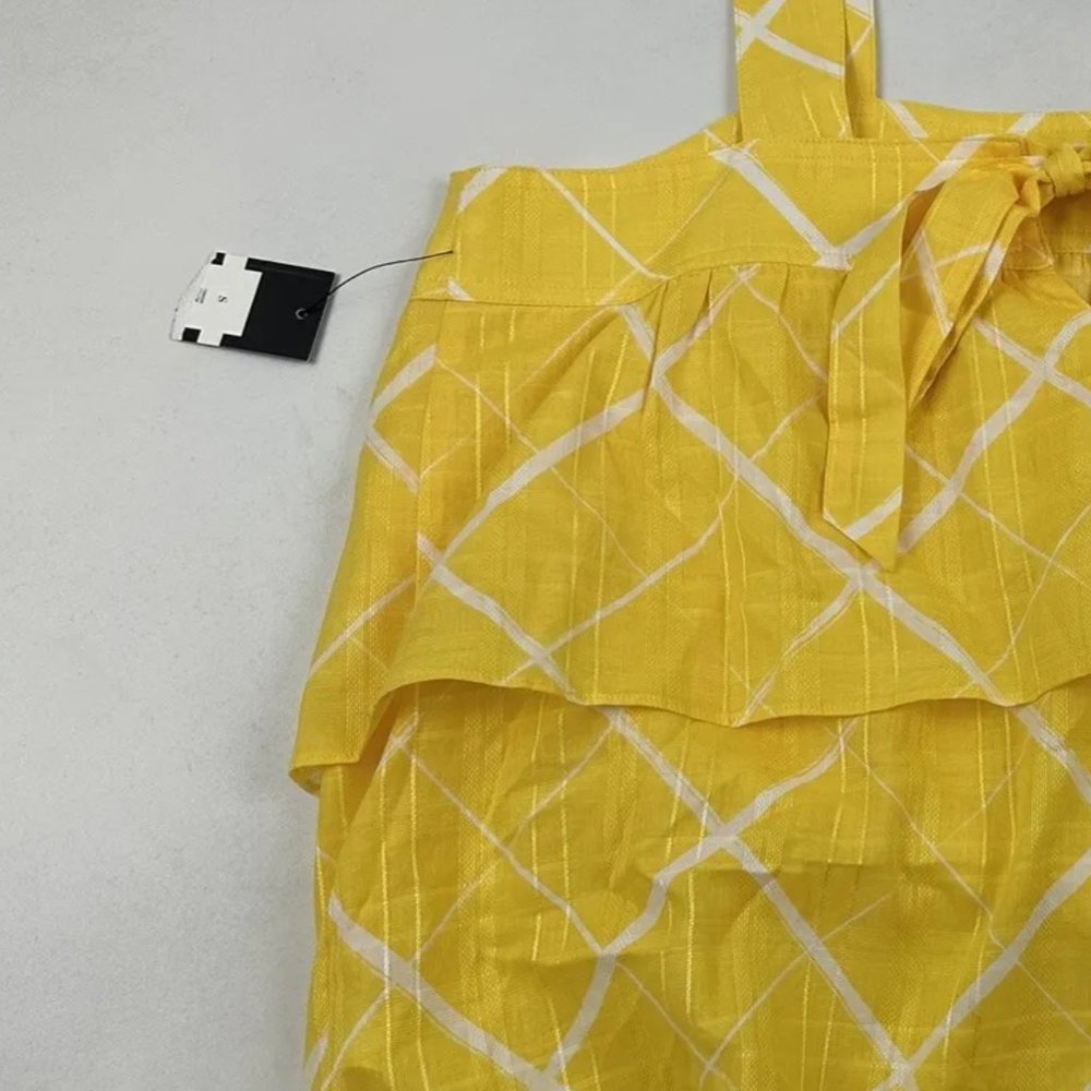 Crown & Ivy Yellow White print Wide Strap Sleeveless Tank Top Cotton XXL - Picture 10 of 10
